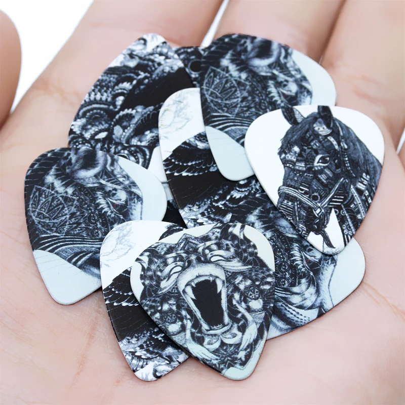 SOACH 10PCS 1.0mm high quality guitar picks two side pick Black and white animal picks earrings DIY Mix picks guitar image 3