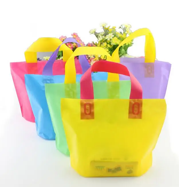 

100pcs/lot Small Plastic Bag 25*20cm Clothes Jewelry Packaging Gift Bags With Handle Big Plastic Shopping Bags