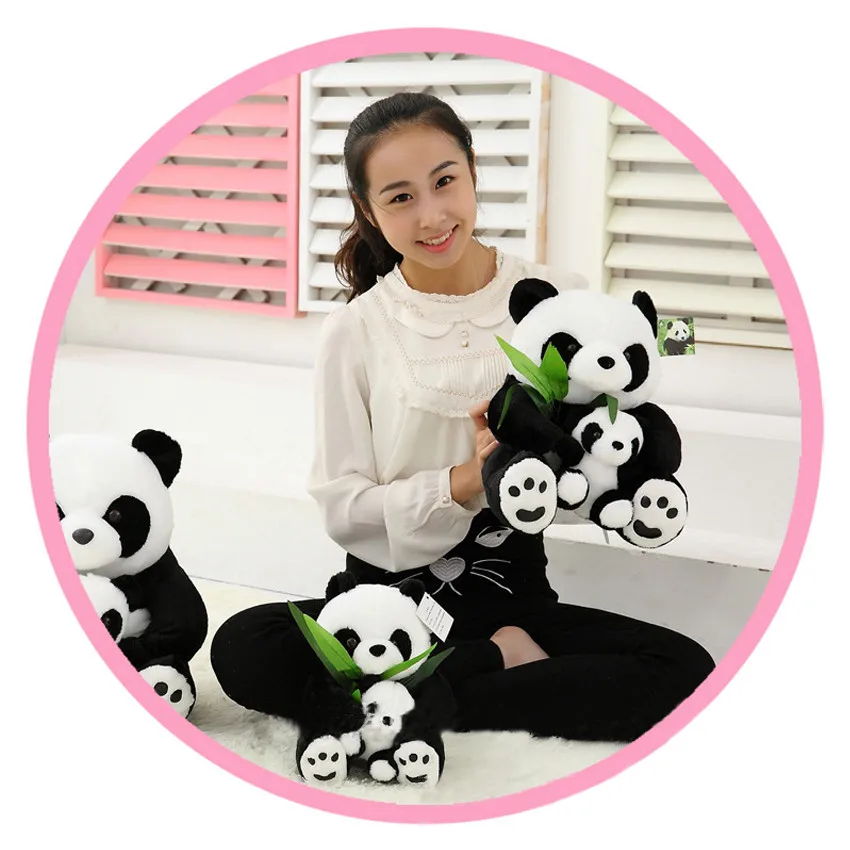 1pc 25CM siedzi matka i dziecko Panda pluszowa zabawki nadziewane Panda Kawaii lalki miękkie poduszki dla dzieci zabawki prezent na boże narodzenie