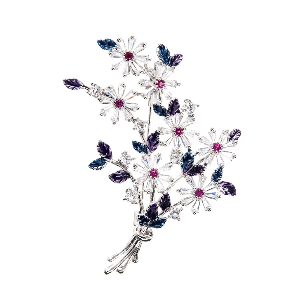 

Crystal Cubic Zirconia Flower Brooch Broach Pin Pendant Women Jewelry Accessories A01919