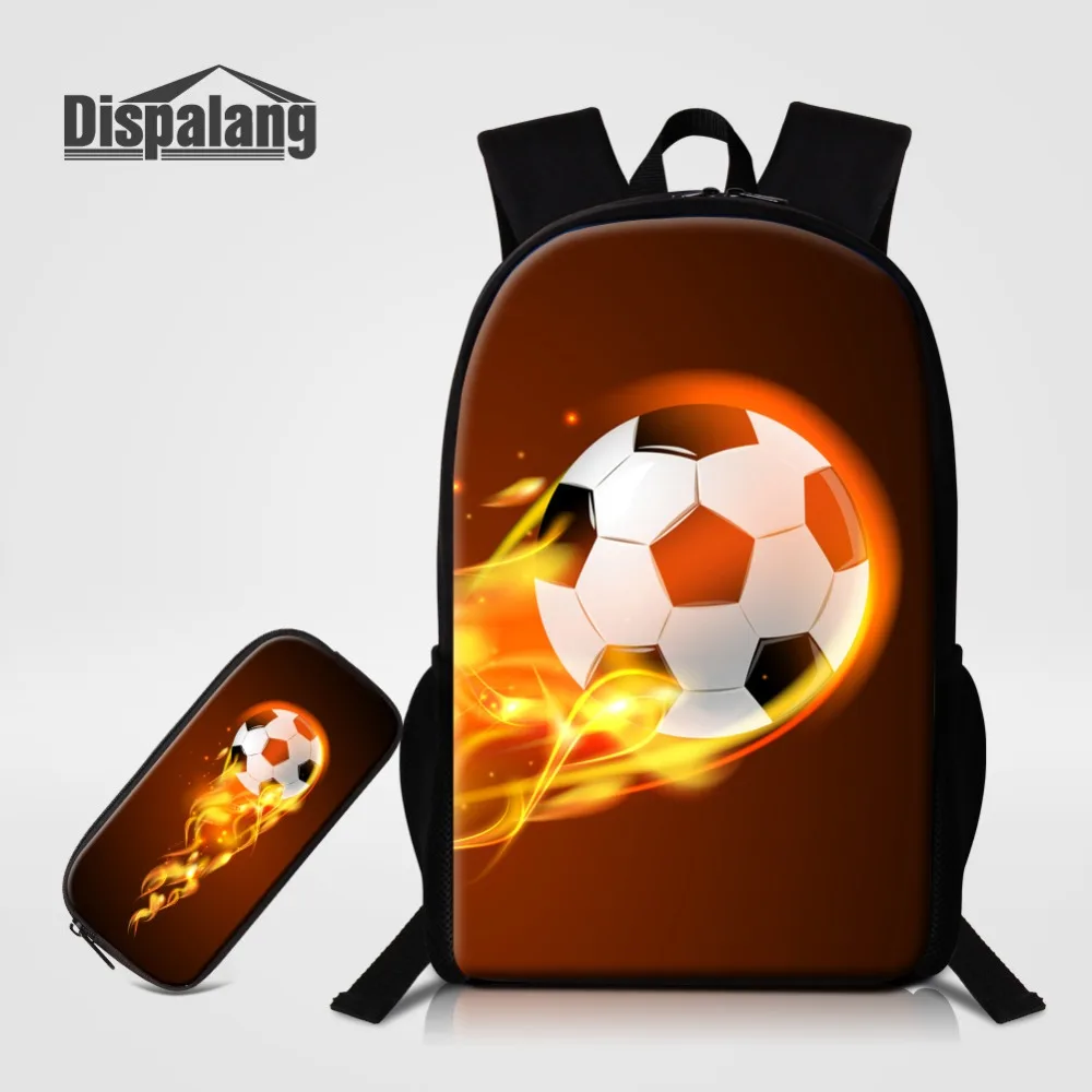 Footballs Boy School Backpack With Pencil Case Basketballs Print Schoolbags For Student Bookbag Children's Bagpack Male Rucksack