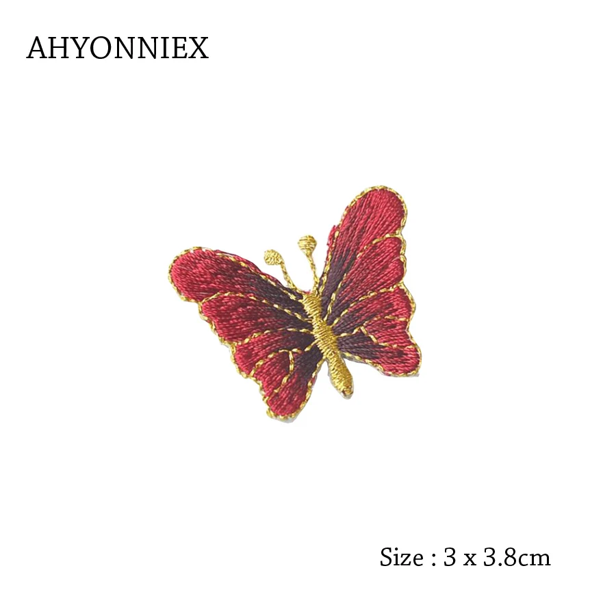 AHYONNIX Butterfly Flower Applique Clothing Embroidery Patch Fabric Sticker Iron on Sew on Patch Craft Sewing Repair Embroidered