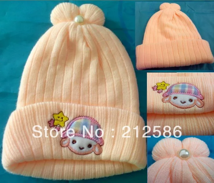 

Free shipping high quality super soft infant winter hat baby warm winter knitted caps baby spring autumn hat orange pink