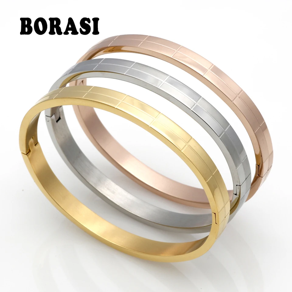 Fashion Tartan Cuff Bracelets For Women Gold Color Bracelet Stainless Steel Bracelets & Bangles Men Jewelry wholesale