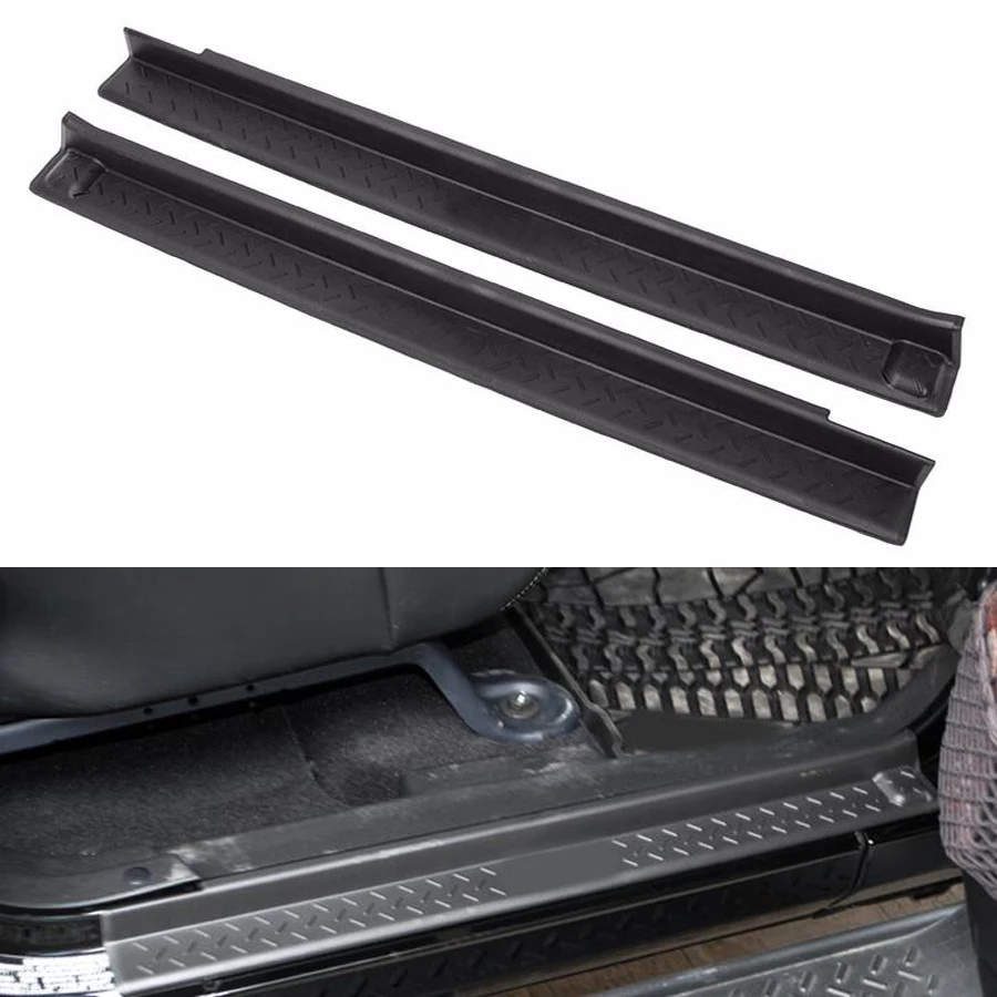 

YAQUICKA 2 шт. Черный ABS Противоскользящий дверной порог защита для входа накладка Защитная Крышка Накладка для Jeep Wrangler JK 2 дверь авто Стайлинг