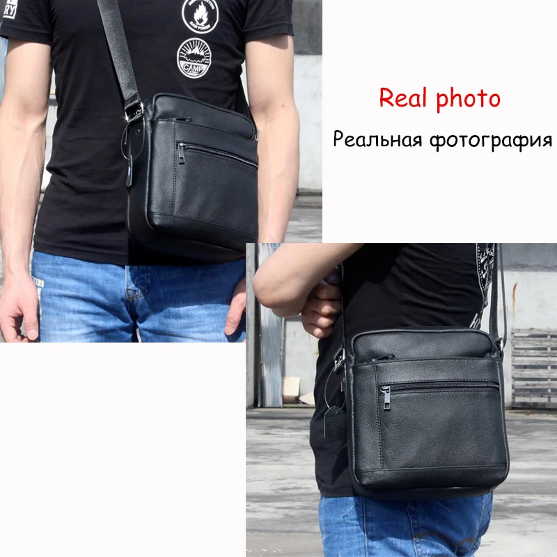 WESTAL Men's Shoulder Bags Small Men's Bag Genuine Leather Black Crossbody Bags for Men Flap Man Messenger Bag Male Leather 7604