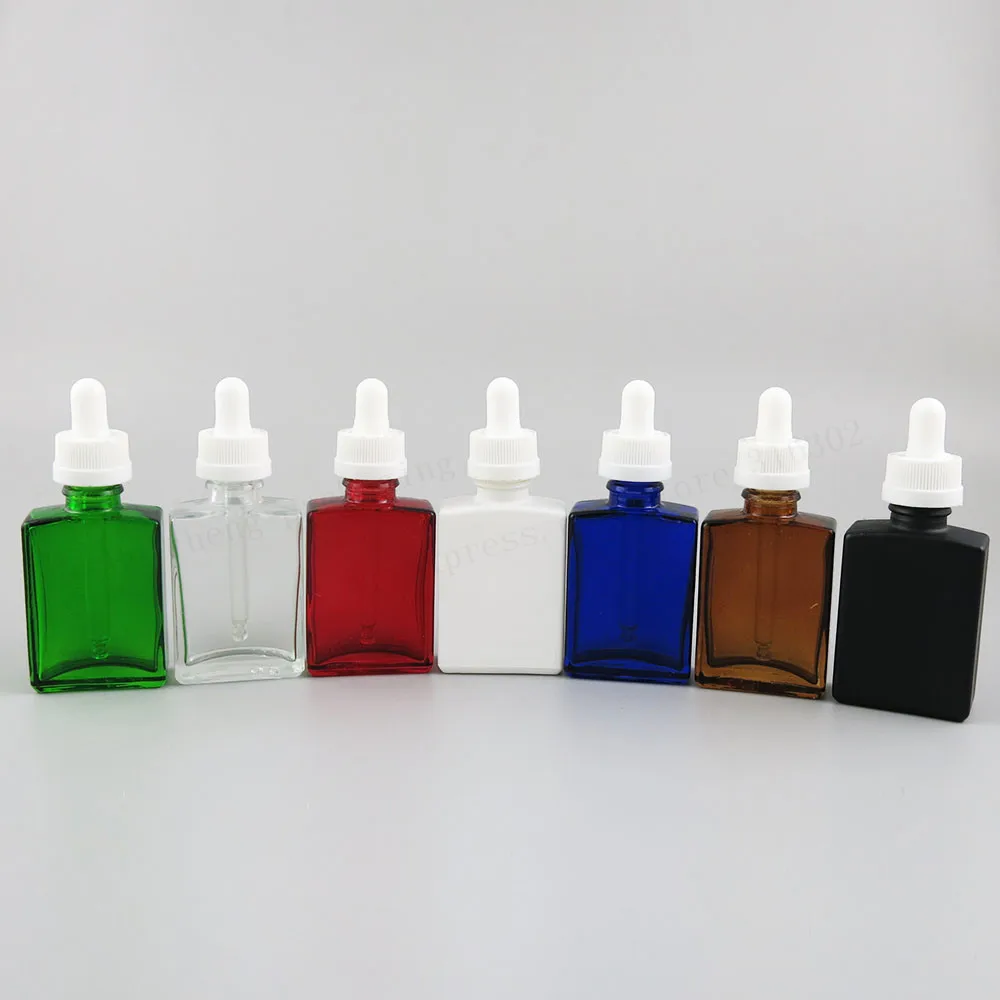 12x30 ml Dẹt Vuông kính đen Pipet nhỏ giọt 1 đen trắng trong Thủy Tinh Màu Xanh E chất lỏng hộp đựng, 30ml ống nhỏ giọt bình