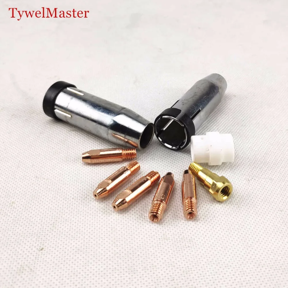 

9pcs 24KD Welding Torch Consumables 0.8mm 1.0mm 1.2mm MIG Torch Gas Nozzle Tip Holder Gas Diffuser of MIG MAG Welding Torch