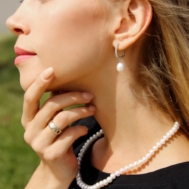 YouNoble Ohrringe aus echtem Silber 925, Perlen, Hochzeit, natürliche Süßwasserperlen, Tropfenohrringe, Geburtstagsgeschenk, Tochter, Rosa, Weiß – Detail 6