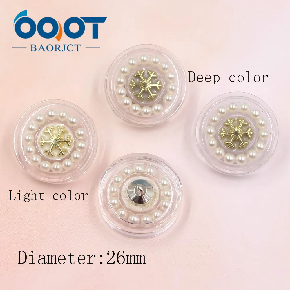 OOOT BAORJCT A-19115-469, 5 pcs, 26 มม. คุณภาพสูงโปร่งใสอะคริลิคเกล็ดหิมะปุ่มคริสตัล, ขนสัตว์ Cardigan เสื้อกันหนาวหัวเข็มขัด