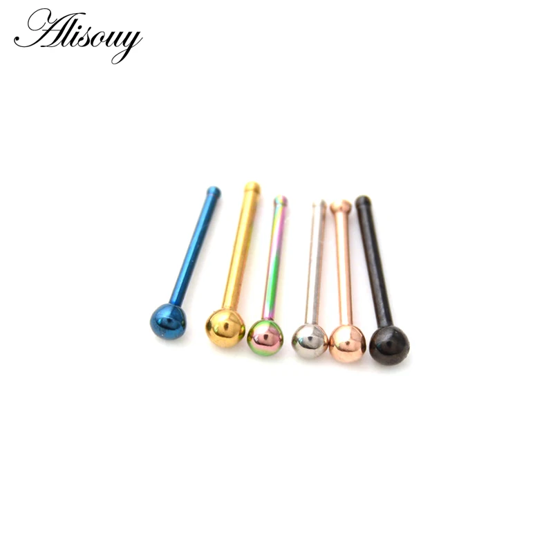 Alisouy 1PC 20G Steel Nose Rings Nariz Earrings Nostril Piercings Nose Screw Curved Prong Nose Stud Septum Rings Body Jewelry