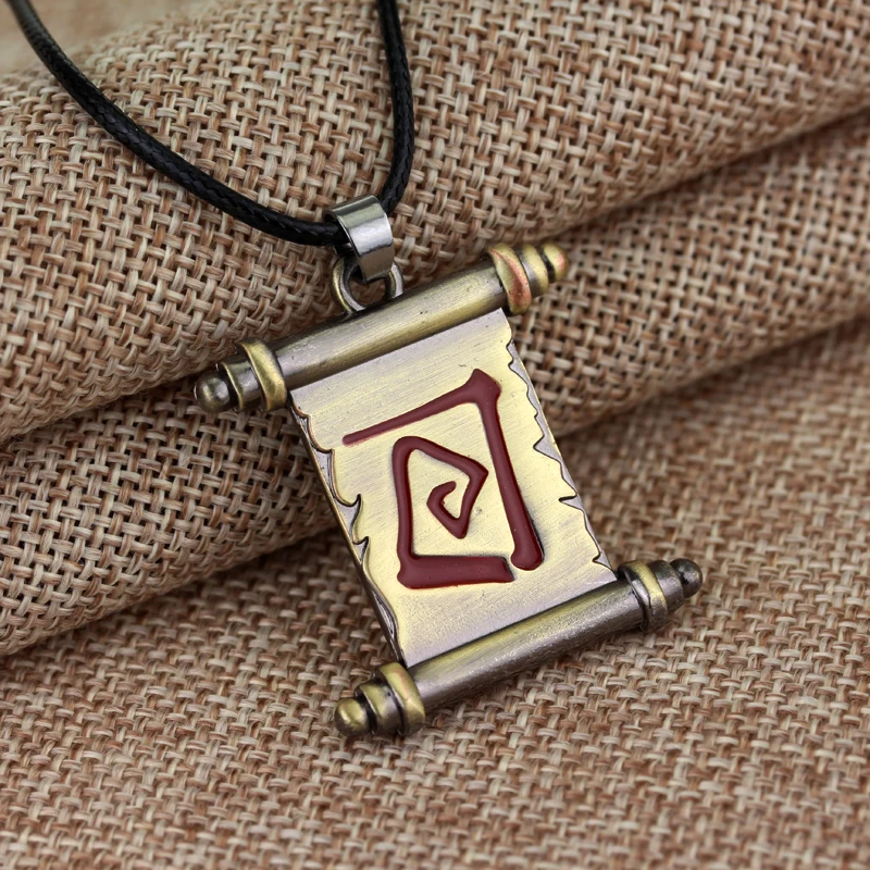 Fashion Jewelry Dota 2 Town Portal Transfer Scroll Necklace Colar Vintage Dota 2 Talisman of Evasion Pudge Magical Roll Pendant