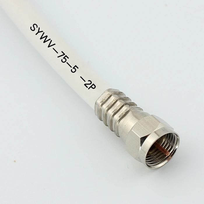 All two copper shielding cold pressure plug F cable / coaxial connector 75-5 single tube cold pressing F inch plug