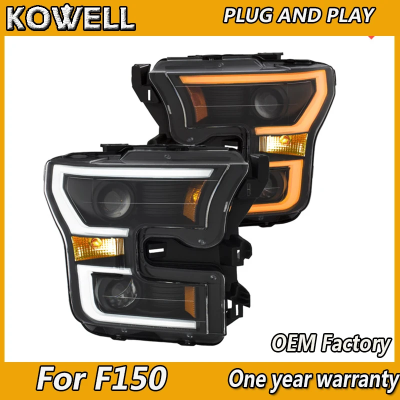 KOWELL Car Styling  for Ford Raptor F150 Headlights 2016-2018 LED Headlight DRL Lens Double Beam Bi-Xenon HID car Accessories