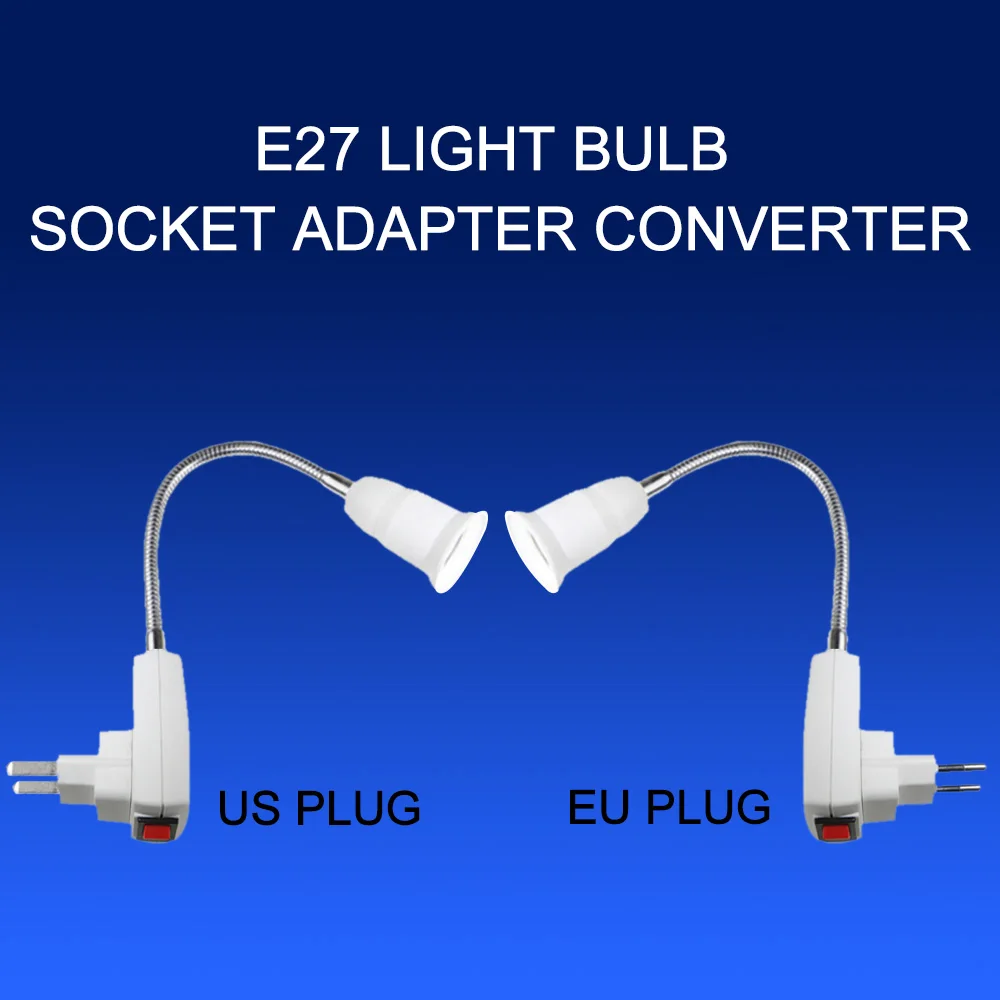 Flexible E27 Light Lamp Bulb Socket Adapter Extend Extension Converter Wall Base Holder Screw Socket Jacket EU US Plug Adapter