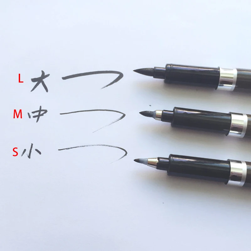 3 Pz/lotto Le Parole di Apprendimento Giappone Materiale Pennello Penna di Calligrafia Per La Firma Cinese Art Marker Penne Materiale Scolastico di Cancelleria