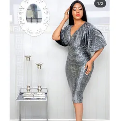 2019 new arrival elegent fashion style summer african women polyester plus size dress M-XL