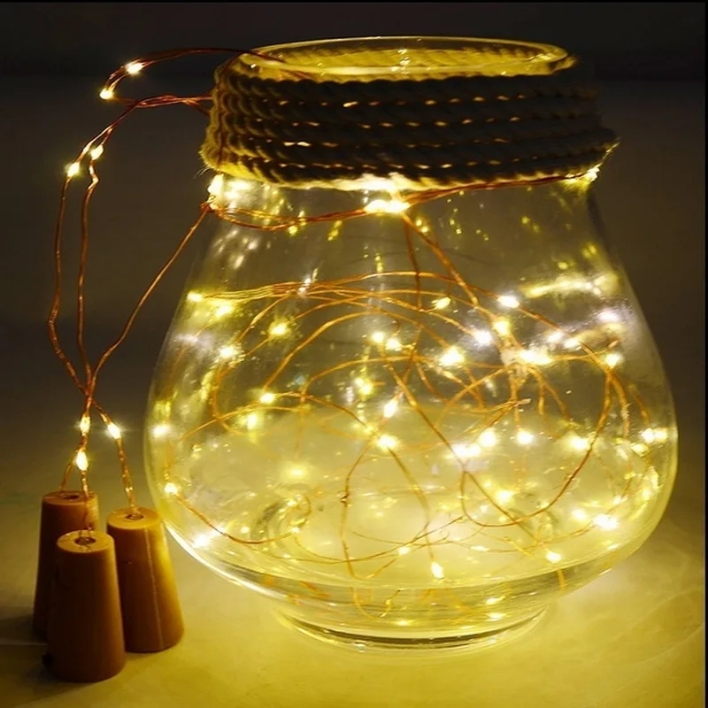 1m/2m Cork Shaped String Light Bottle Stopper Copper wire Lamp Christmas Party Decoration