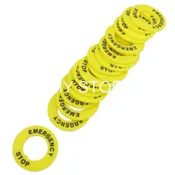 20pcs 40mm/60mm/90mm(OD) x 22mm(ID) Yellow Emergency Stop PushButton Switch Accessory Warning Legend Label Mark Round Ring Plate