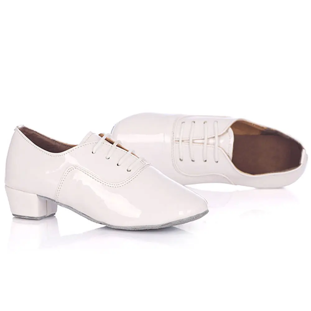 Zapatos de baile latino de Salsa para hombre y niño, calzado de baile de Tango, Jazz, negro/blanco, PU