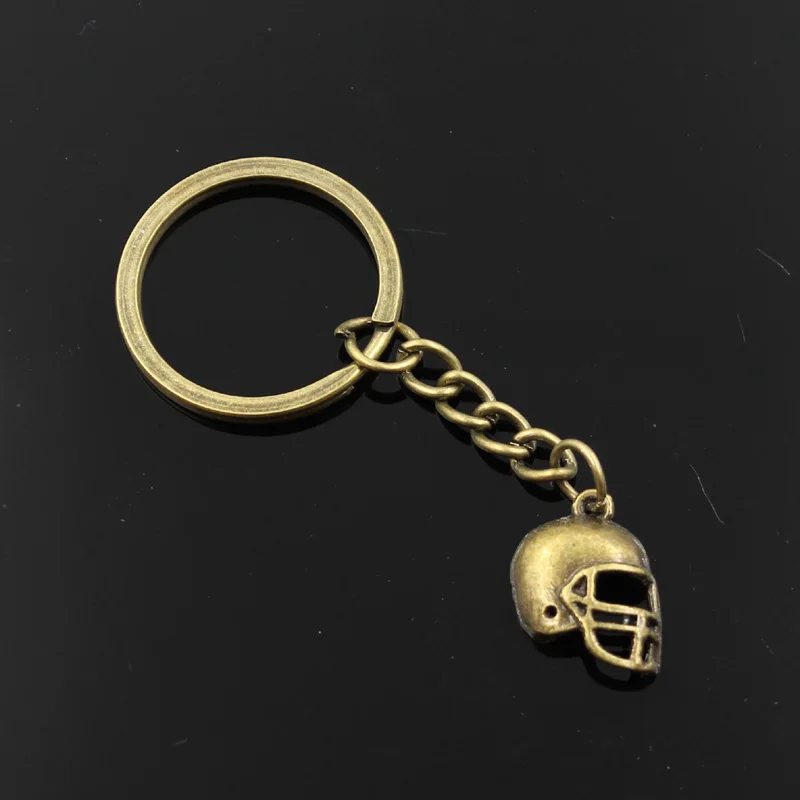 New Fashion Men 30mm Keychain DIY Metal Holder Chain Vintage Soccor Football Helmet 20x15mm Silver Color Pendant Gift