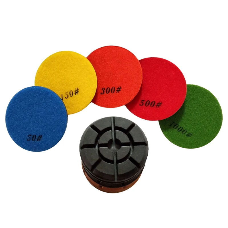 RIJILEI 7-teiliges Set 4-Zoll-Nasspolierpads 100mm Betonboden-Polierpads Terrazzo Keramik-Restaurierung Schleifscheibe HF10 – Detail 2