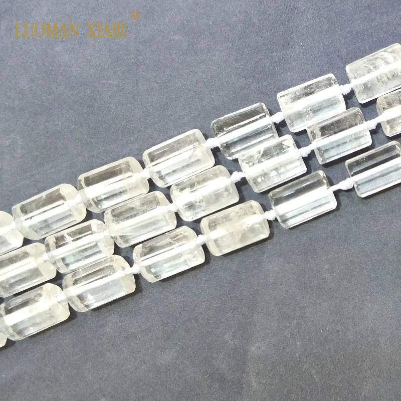 LUOMAN XIARI Natural Rock Quartz Cylindrical Facted Stone Beads For Jewelry Making DIY Bracelet, Necklace  11*16 mm Strand 15