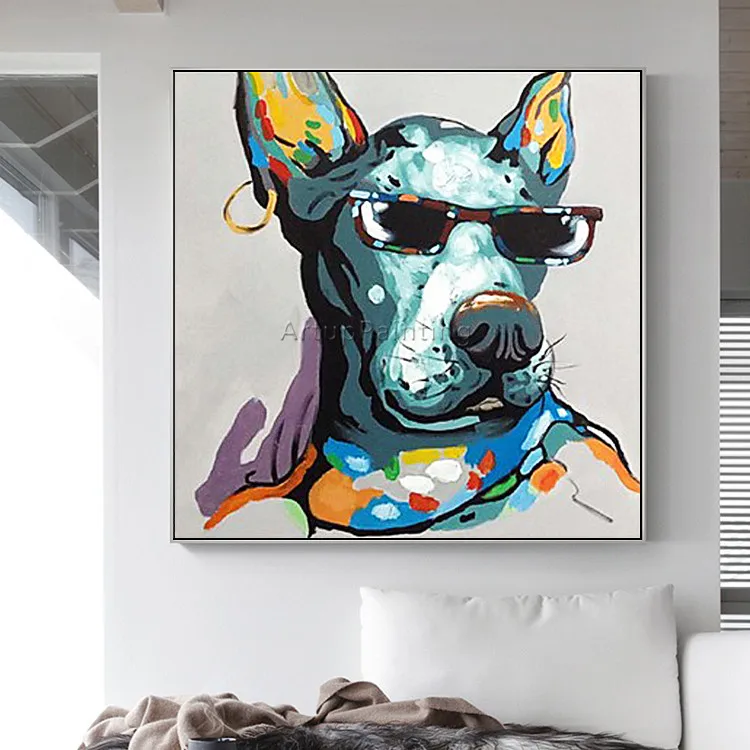 Dog painting Canvas acrylic painting wall art pictures for living room home decor pop art animal Painting cuadros decoracion0011