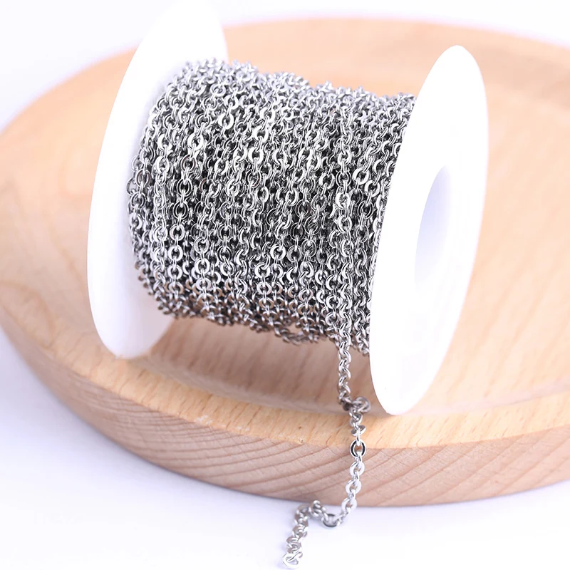 onwear 10meters/roll 1.5x2mm 2x2.5mm 2.5x3mm 3x4mm stainless steel link metal necklace chains for jewelry making