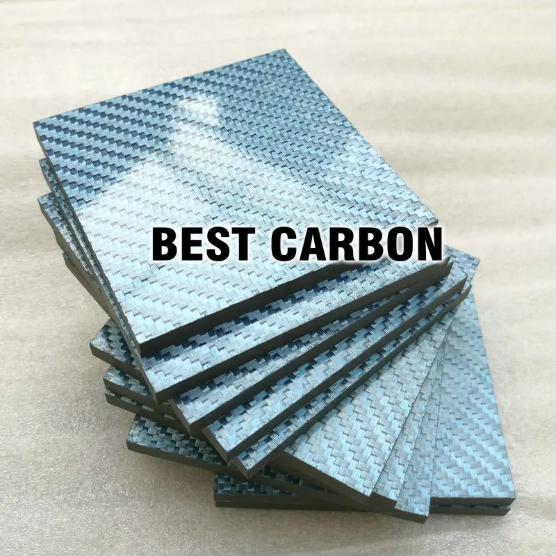 FREE SHIPING 5mm thickness small Blue Carbon Fiber Plate , glossy blue surface