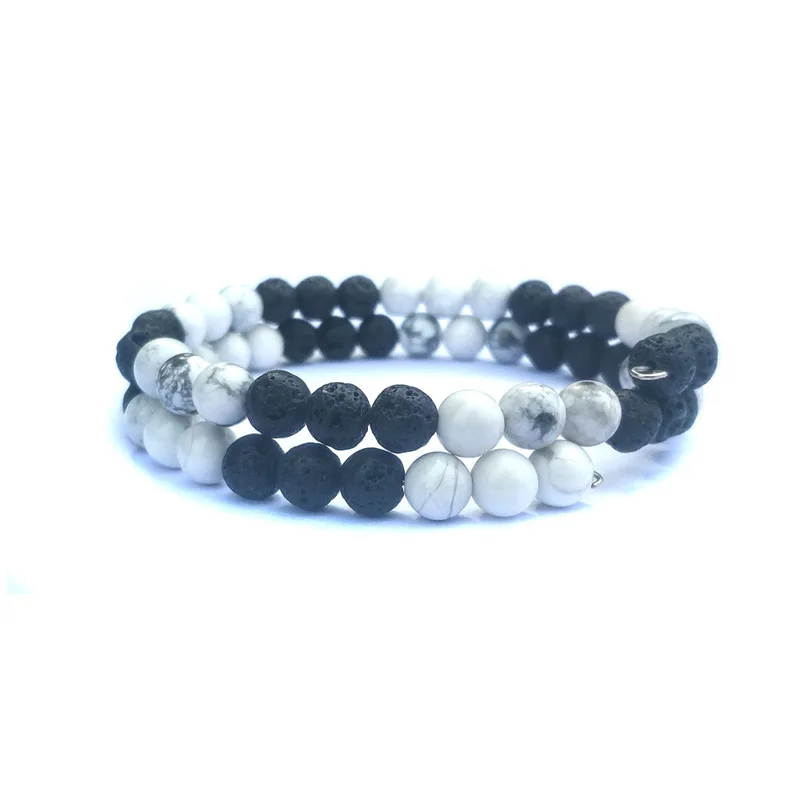 ASHMITA 2019 Wear Wire Lover Friendship 6mm Big 3 White Pine  Volcanic Stone Black And  Energy  Health Bracelet