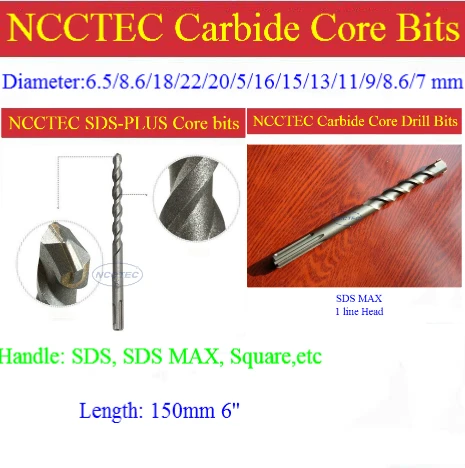 8.6mm diameter 180mm 7'' long NCP867 carbide wall core drill bits for Elevator projects FREE shipping drill tools