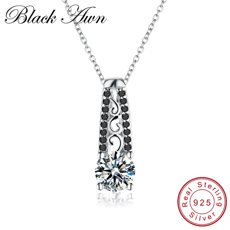 

[BLACK AWN] 925 Sterling Silver Jewelry Trendy Necklace for Women Female Necklaces Pendants Silver 925 Jewelry P061