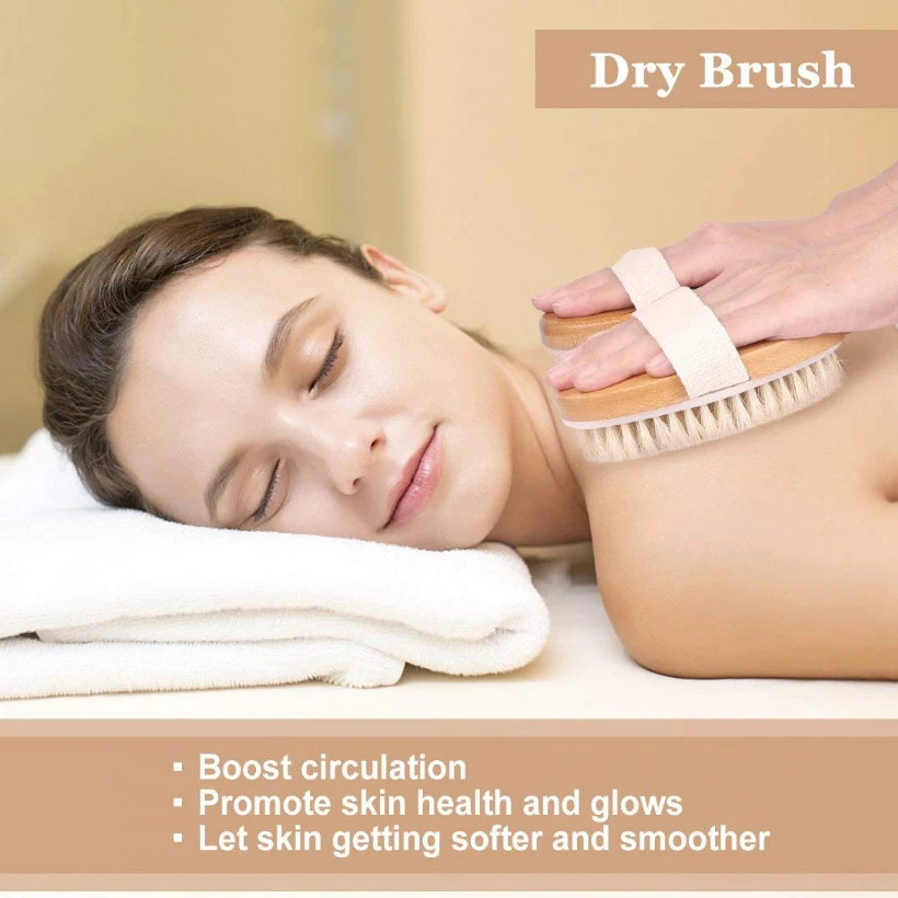 TREESMILE Bath Brush Wooden Body Bath Shower Bristle Brush SPA Body Brush Without Handle Wooden Body Massage Brush