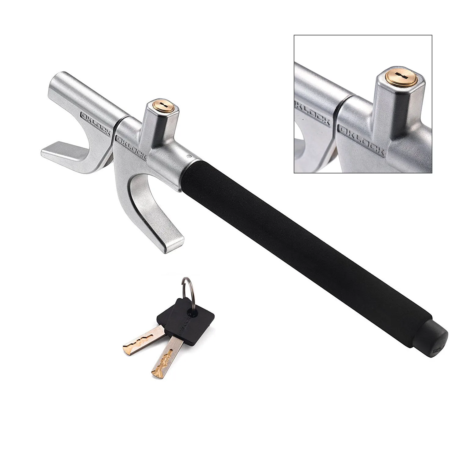 AuMoHall Anti Theft Twin Hooks Car Truck Van Steering Wheel Locks Security Universal with Safety Hammer