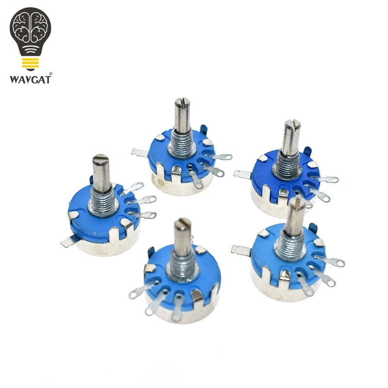 WH5-1A Carbon Potentiometer 1K 2K 10K 47K 4K7 470R 100K 470K 220K 1K5 22K 1M ohm 3-Terminals Round Shaft Rotary Taper WH5