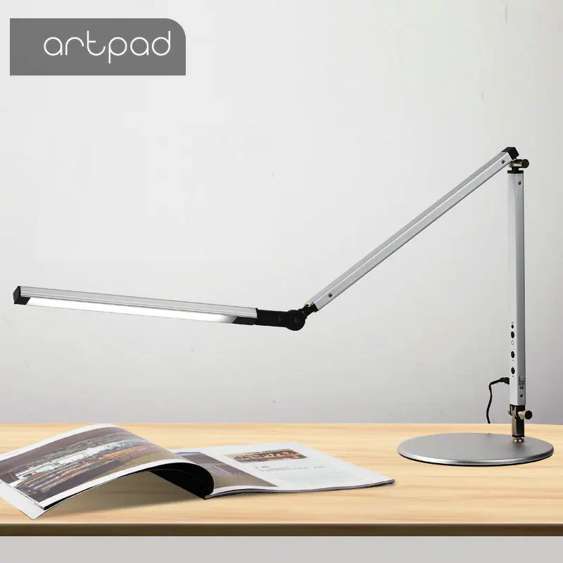 Artpad Modern LED Desk Lamp with Flexible Arm Dimmer Brightness Eye Care Work Office Table Lamp with Clip Clamp Remote Control