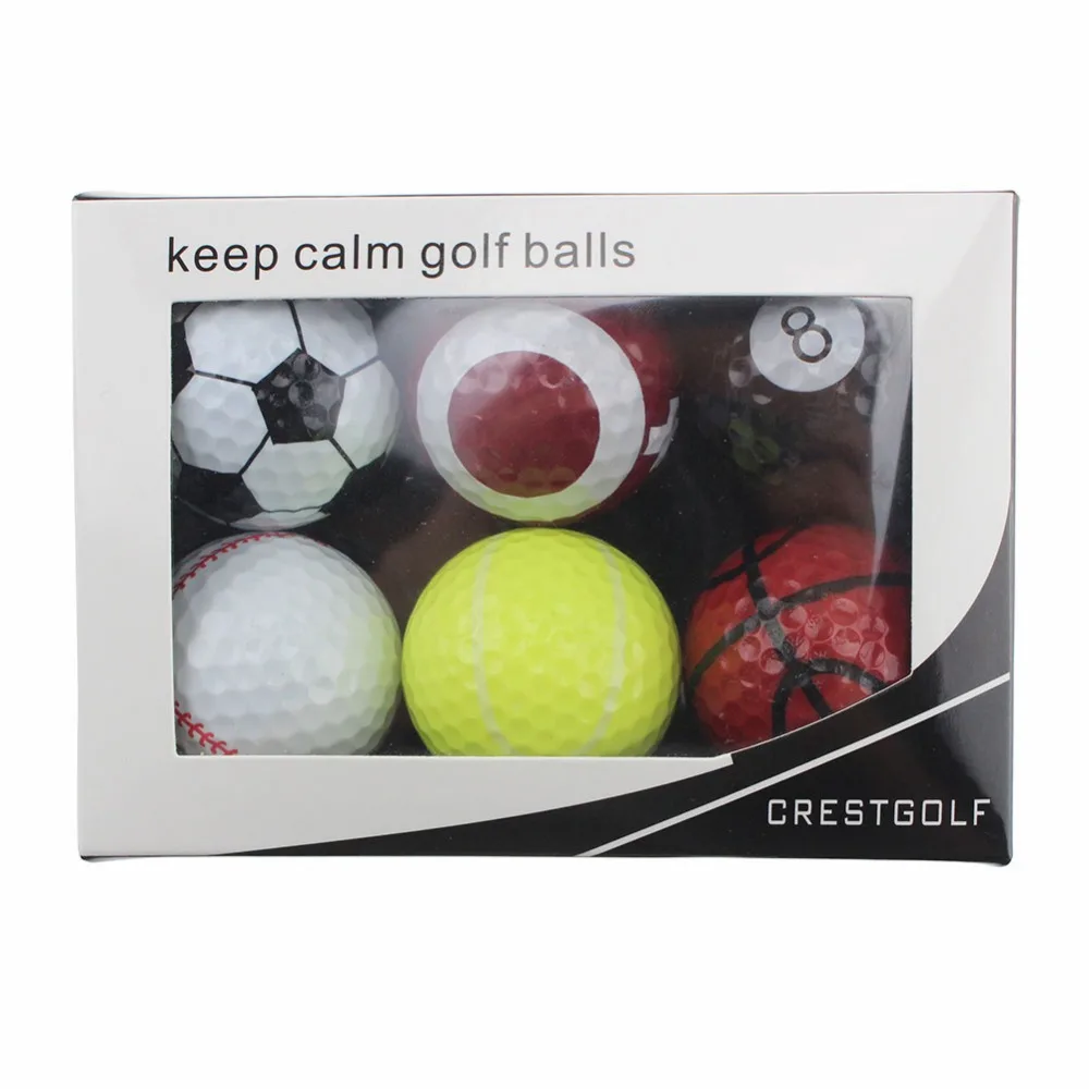 6pcs/Pack Novelty Sports Practice Golf Balls Ballen Two Layer Golf Pelotas Assorted Golf Ball Driving Range Ball With Boxes