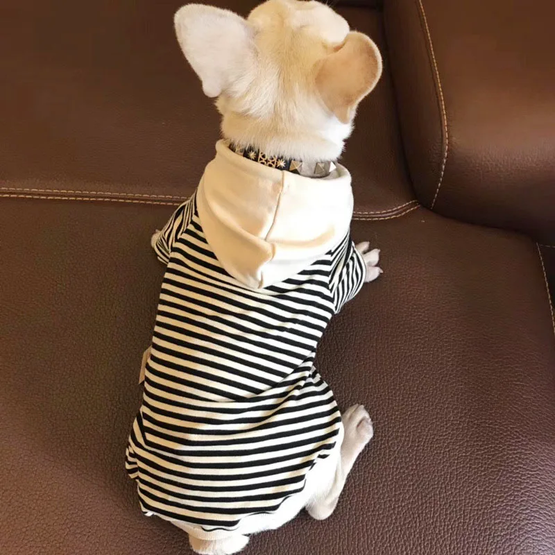 Parent-child Cotton Stripes French bulldog Dog Hoodie Pet Clothes Small Dog Pet Clothing Chihuahua Costume Pug Clothing Yorkshir