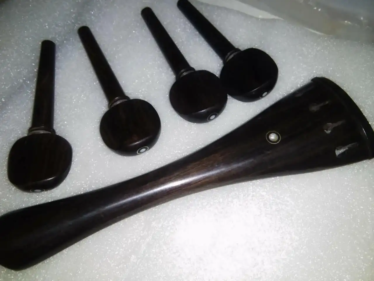 1 Set Cello Parts Original Ebony Color 1 PC Cello Tail Piece and 4 Cello Pegs All 4/4