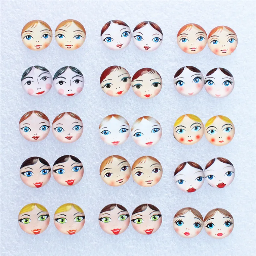 20mm Mixed Style Baby head Matryoshka Round Glass Cabochon Flatback Photo Dome Blank Cameo Tray Base accessor 20pcs/lot K05479