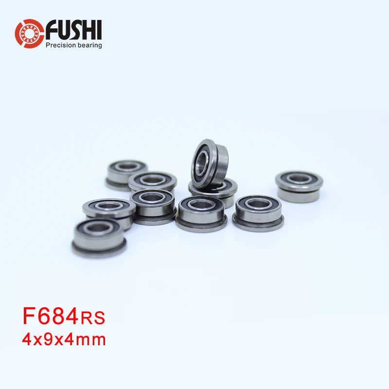 

F684-2RS Bearing 4x9x4mm ( 10 PCS ) ABEC-1 Miniature Flanged F684RS Ball Bearings LF-940DD