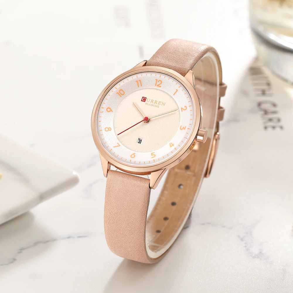 CURREN Luxury Rose Gold Women Watches Fashion Quartz Leather Wristwatches Casual Clock Ladies Wrist Watch New Montre Femme