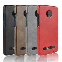 Voor Motorola Moto Z3 Play Case Luxe Ultra Slim Litchi Cover Voor Moto Z3 Spelen Retro PC Shockproof Telefoon Gevallen