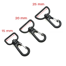 10pcs Plastic Swivel Snap Hook For Weave Paracord Lanyard Buckles Backpack Straps Webbing 15mm 20mm 25mm Black