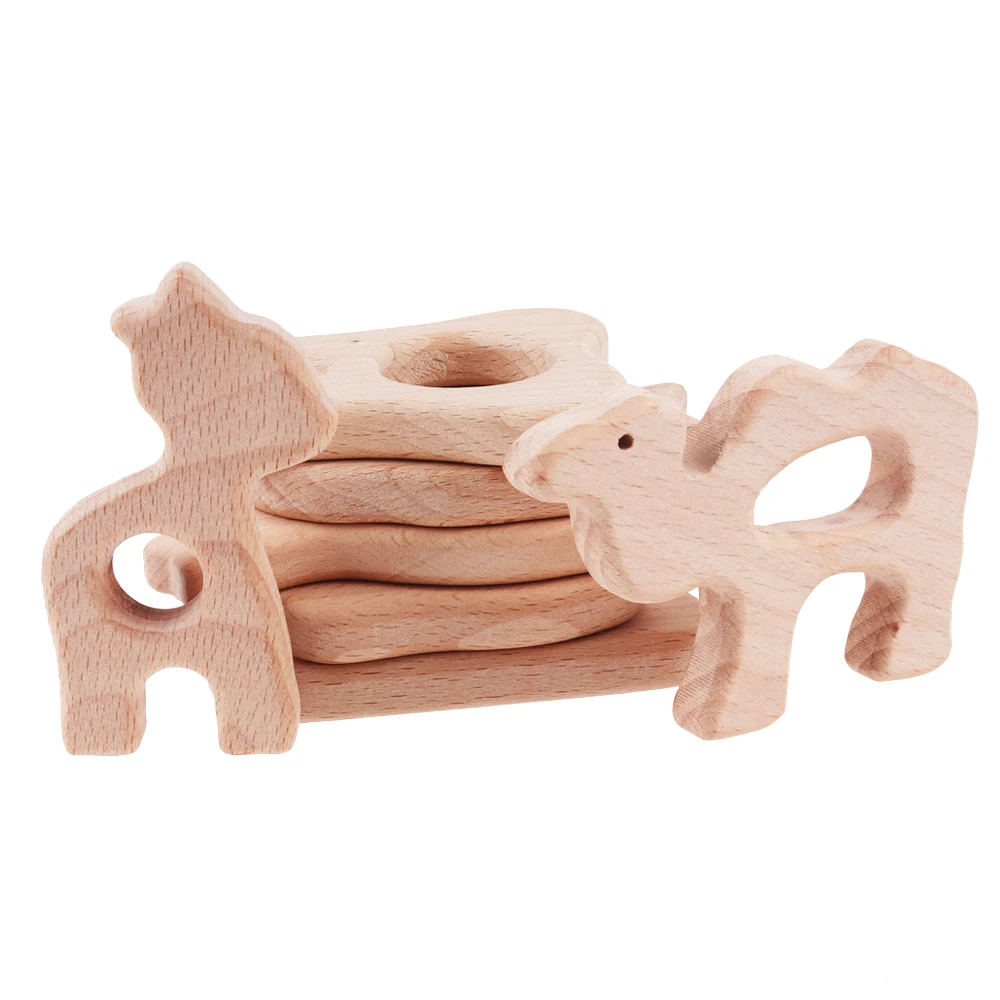 TYRY.HU 1PC Wooden Animal Shape Baby Teething Beads Food Grade Baby Shower Gift DIY Jewelry Making BPA FREE Natural Safe Toys