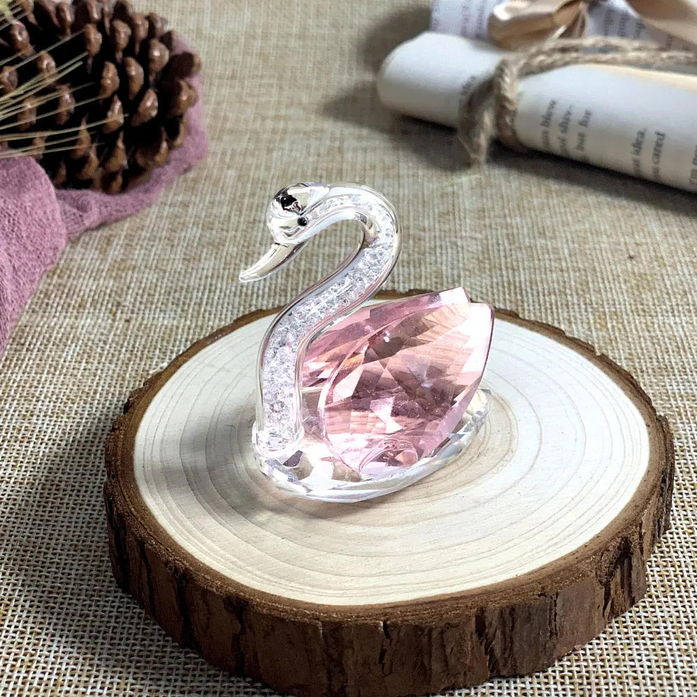 Figuritas de cristal de cisne para decoración del hogar, adorno de cristal de cisne lindo, colección de diamantes, pisapapeles de animales,