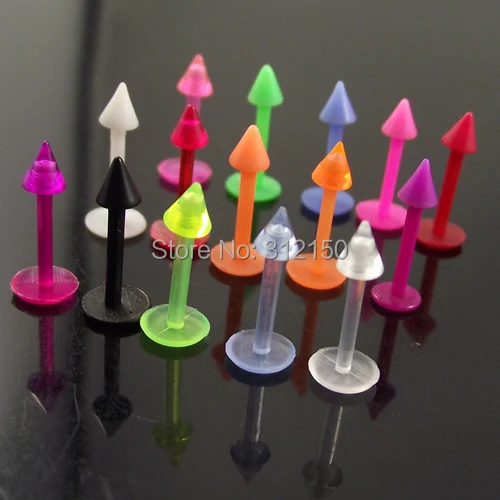 10pcs 1.2x8x3mm 16G Soft Flexible ball Lip Ring puer Color Lip Rings Nail,Ball Spike labret Body Piercing Jewelry