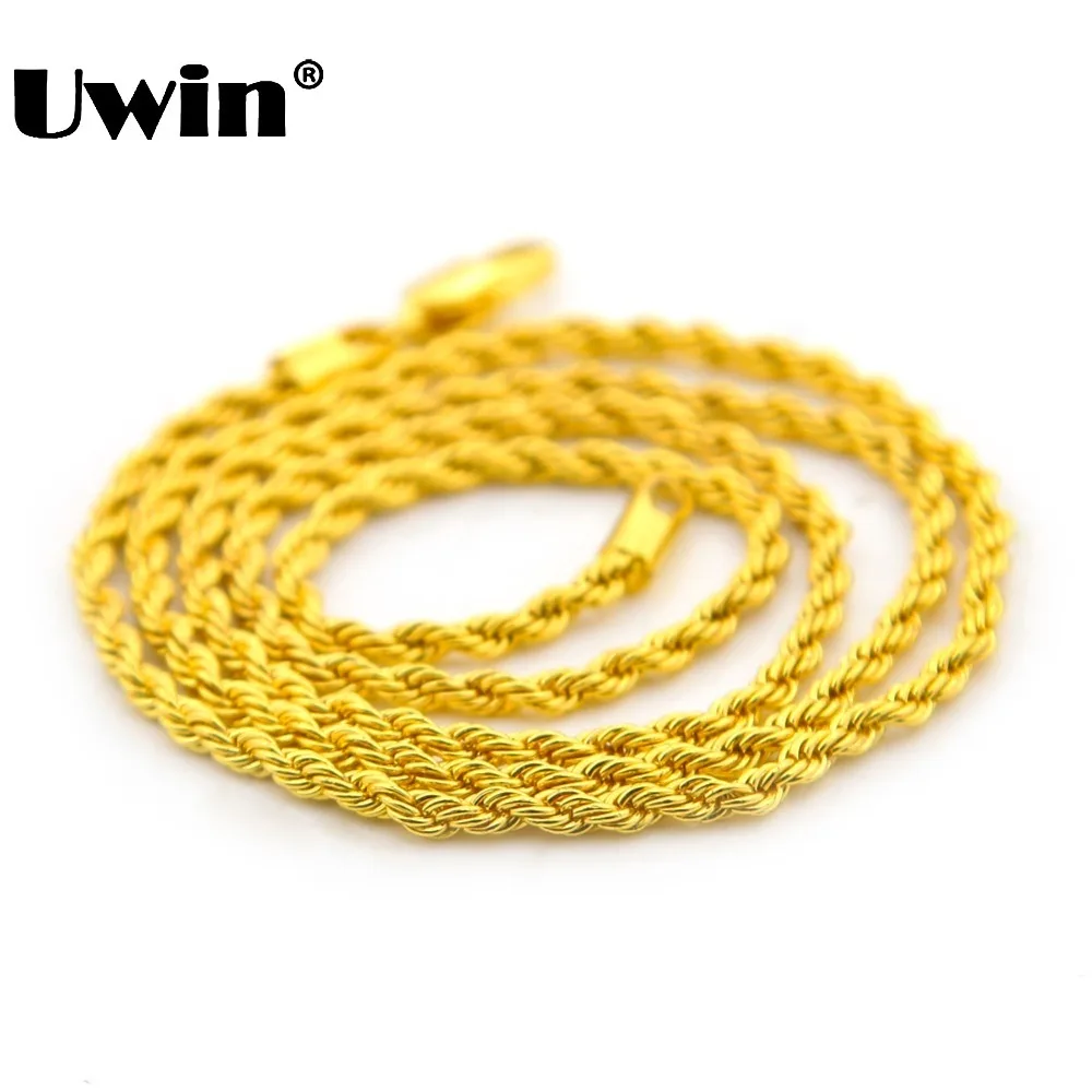 UWIN 5pcs/Pack Stainless Steel Rope Chains 2mm/3mm/4mm/5mm Thickness Link Necklace Fashion Hip Hop Jewelry Accessories for Gift