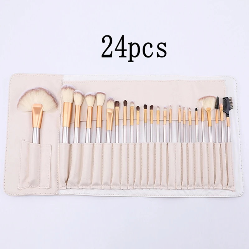 Juego de brochas de maquillaje, Kit profesional de brochas para polvo, con bolsa de cuero, para cara, labios y ojos, 12 piezas, 24 piezas, 18 piezas, 20 juegos por lote